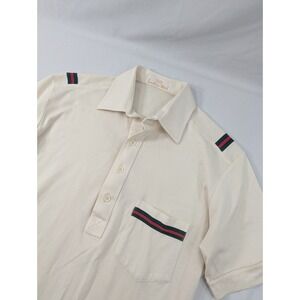 Countess Mara Single Stitch Polo Shirt Mens Mens Small VTG 80s Ivory Military
